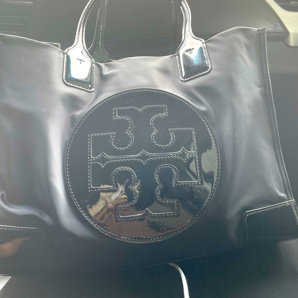 Tory Burch Ella Tote Nylon And Patent Leather